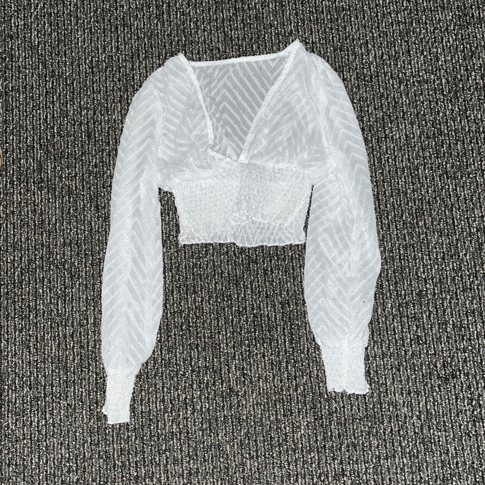White sheer lace top